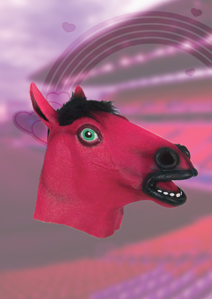 Black Light Red & Pink Horse Mask