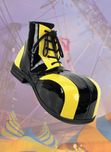 Yellow and Black Clown Shoes with Stripes