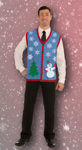 Ugly Christmas Sweater Vest with Snowflakes